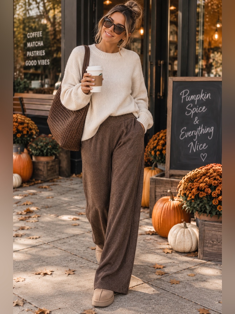 Nation LTD Brown Flare Leg Sweat Pants